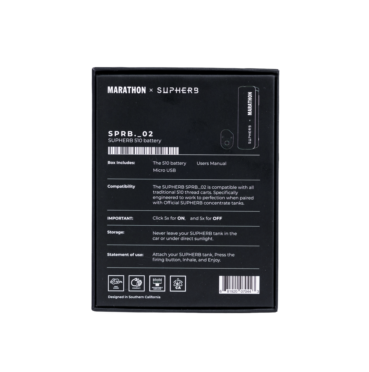 Black - MARATHON x Supherb V2 Battery